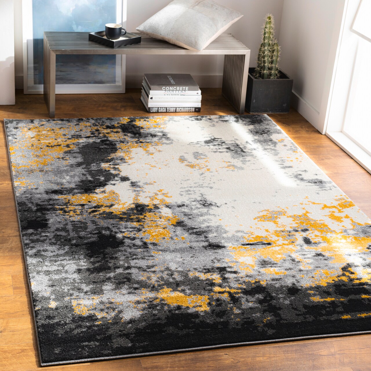 Tiwari Home 2' x 3' Abstract Style Beige and Gray Rectangular Polypropylene Area Throw Rug